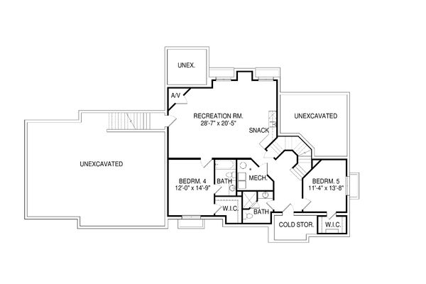 Traditional Floor Plan - Lower Floor Plan #920-82