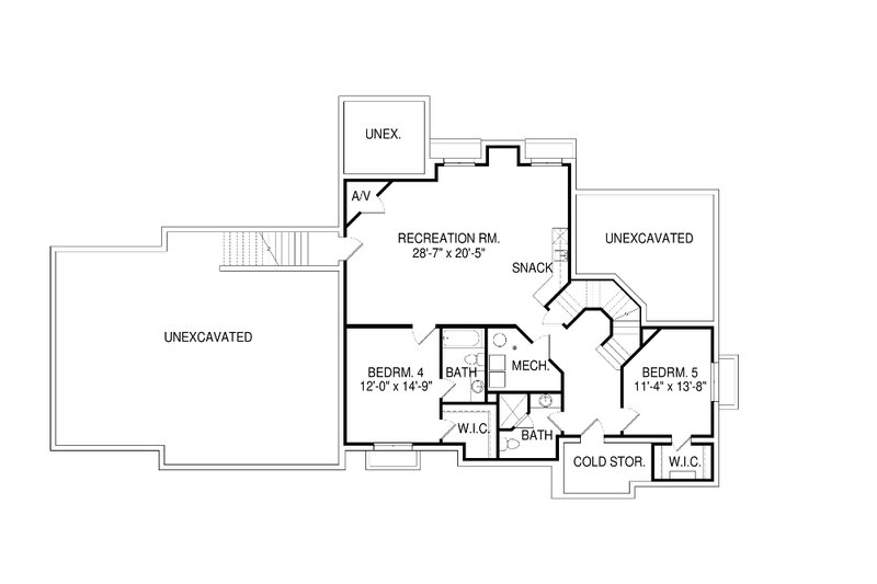 Architectural House Design - Floor Plan - Lower Floor for Traditional House Plan #920-82 - 5 bed, 4.5 bath