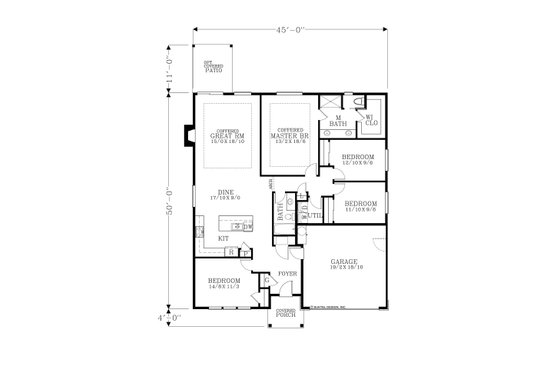 Floor Plan - Main Floor for Craftsman House Plan #53-681 - 4 bed, 2 bath