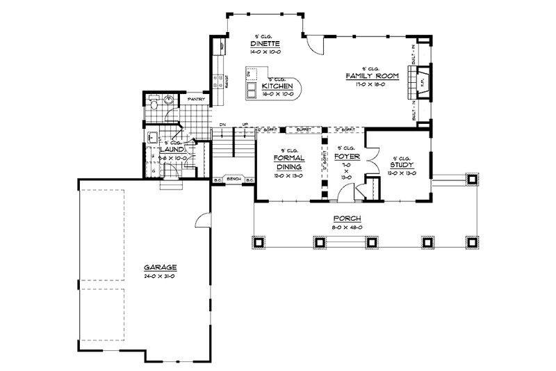Home Plan - Floor Plan - Main Floor for European House Plan #51-637 - 4 bed, 2.5 bath