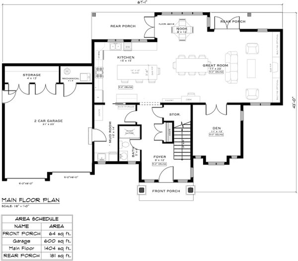 Dream House Plan - Craftsman Floor Plan - Main Floor Plan #1101-15