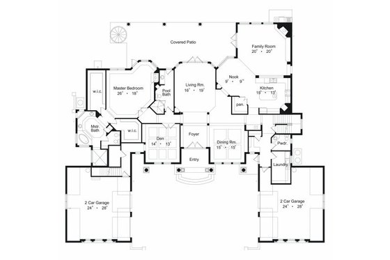 Floor Plan - Main Floor for European House Plan #417-444 - 6 bed, 6.5 bath