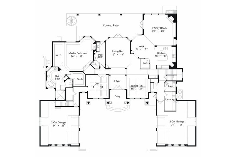 Home Plan - Floor Plan - Main Floor for European House Plan #417-444 - 6 bed, 6.5 bath