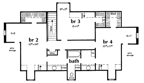 Architectural House Design - Country Floor Plan - Upper Floor Plan #36-555
