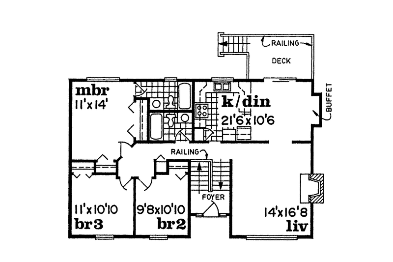 Home Plan - Floor Plan - Main Floor for Contemporary House Plan #47-753 - 3 bed, 2 bath