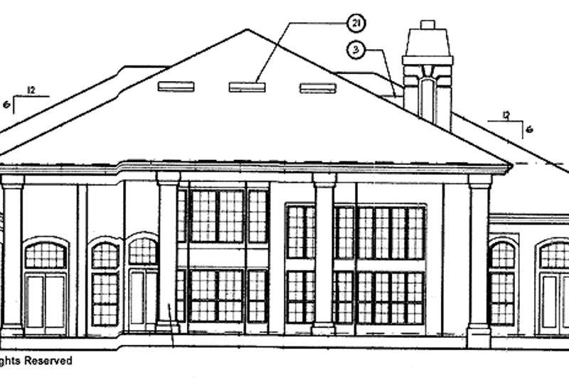 House Blueprint - Exterior - Rear Elevation for Mediterranean House Plan #417-478 - 4 bed, 3.5 bath