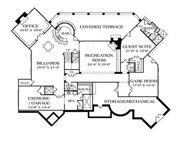 Architectural House Design - Mediterranean Floor Plan - Lower Floor Plan #453-617