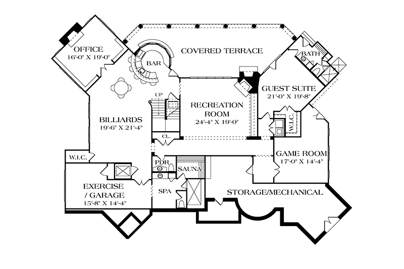 Dream House Plan - Floor Plan - Lower Floor for Mediterranean House Plan #453-617 - 5 bed, 6 bath