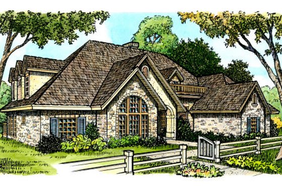 Exterior - Front Elevation for European House Plan #140-114 - 4 bed, 3.5 bath