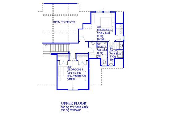 Floor Plan - Upper Floor for Traditional House Plan #901-137 - 3 bed, 3.5 bath