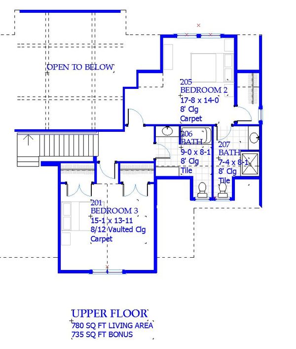 Architectural House Design - Traditional Floor Plan - Upper Floor Plan #901-137