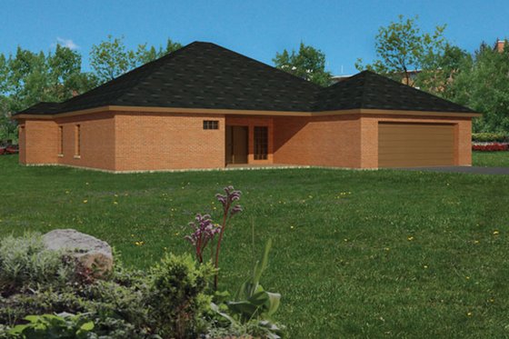 Exterior - Rear Elevation 1 for Ranch House Plan #1061-22 - 3 bed, 3 bath