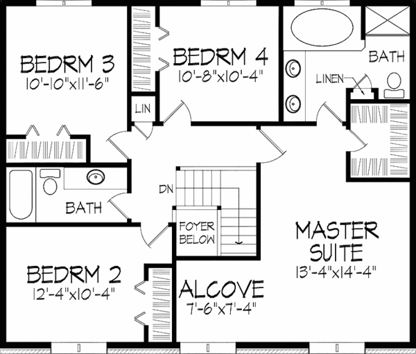 House Plan Design - Colonial Floor Plan - Upper Floor Plan #51-905