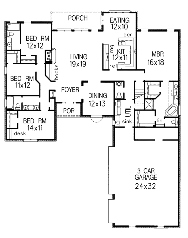 Architectural House Design - Traditional Floor Plan - Main Floor Plan #15-304