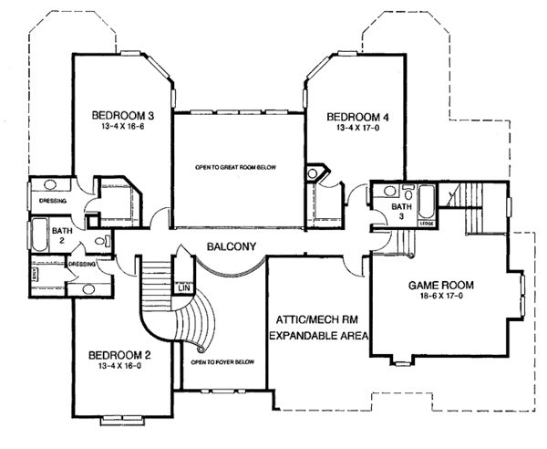 Dream House Plan - Mediterranean Floor Plan - Upper Floor Plan #952-33