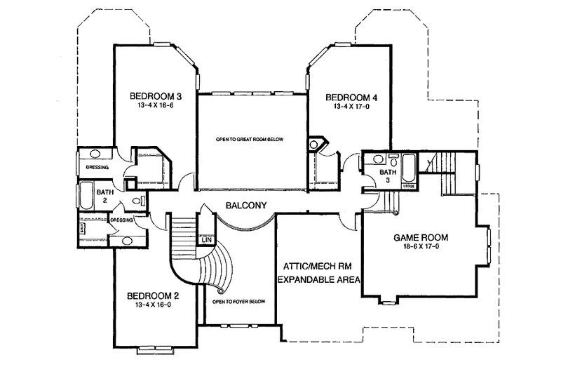 Home Plan - Floor Plan - Upper Floor for Mediterranean House Plan #952-33 - 4 bed, 3.5 bath