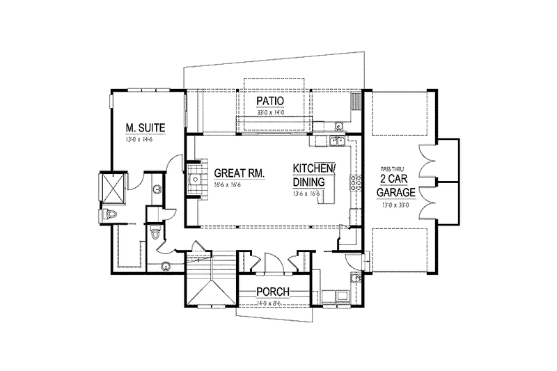 Home Plan - Floor Plan - Main Floor for Contemporary House Plan #569-25 - 3 bed, 2.5 bath