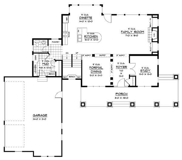 House Design - European Floor Plan - Main Floor Plan #51-636