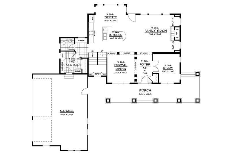 Home Plan - Floor Plan - Main Floor for European House Plan #51-636 - 4 bed, 2.5 bath