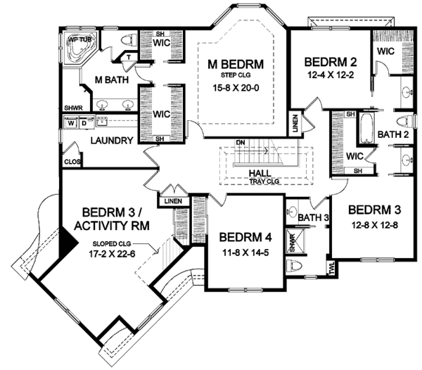 House Blueprint - Craftsman Floor Plan - Upper Floor Plan #328-378