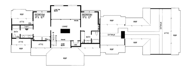 House Blueprint - Classical Floor Plan - Upper Floor Plan #72-864