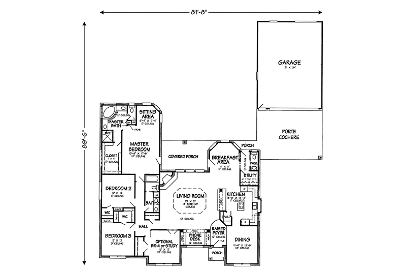 House Design - Floor Plan - Main Floor for Country House Plan #968-26 - 3 bed, 2.5 bath