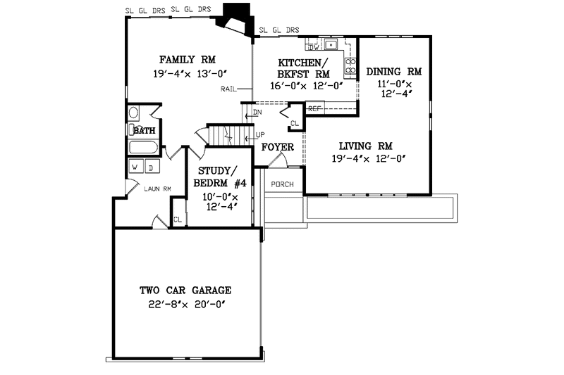 Architectural House Design - Floor Plan - Main Floor for Contemporary House Plan #314-263 - 4 bed, 3 bath