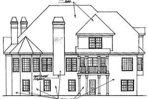 Exterior - Rear Elevation for Country House Plan #927-87 - 4 bed, 3.5 bath