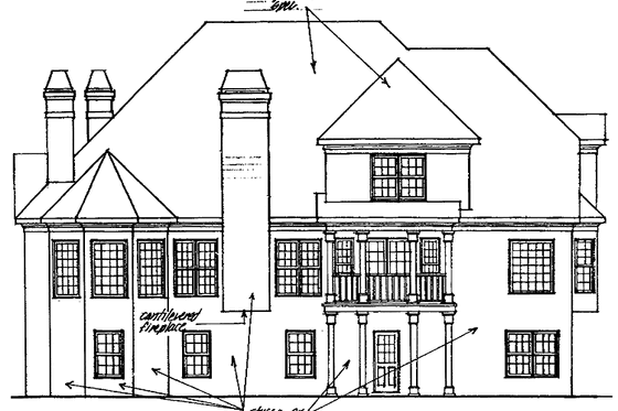 Exterior - Rear Elevation for Country House Plan #927-87 - 4 bed, 3.5 bath