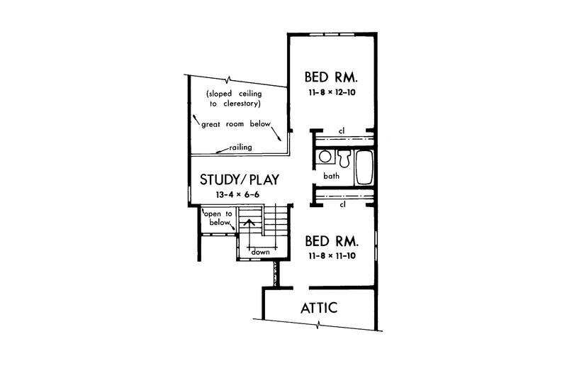 Home Plan - Floor Plan - Upper Floor for Contemporary House Plan #929-70 - 3 bed, 2.5 bath