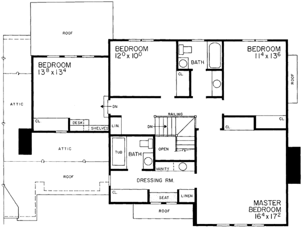 Home Plan - Tudor Floor Plan - Upper Floor Plan #72-755