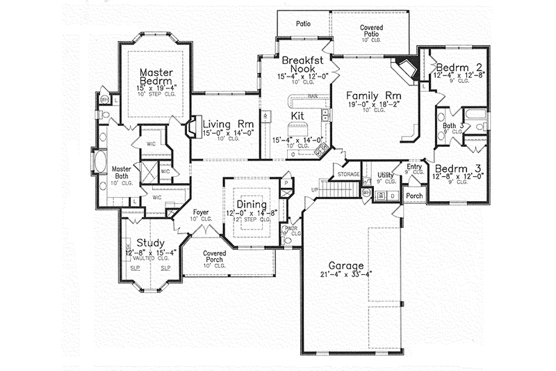 House Plan Design - Floor Plan - Main Floor for Country House Plan #52-240 - 4 bed, 3 bath
