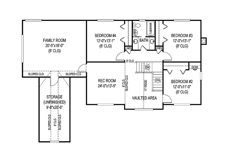Dream House Plan - Floor Plan - Upper Floor for Country House Plan #11-274 - 5 bed, 2.5 bath