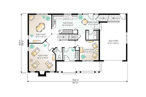 Floor Plan - Main Floor for Traditional House Plan #23-2156 - 3 bed, 2.5 bath