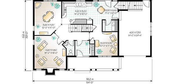 Architectural House Design - Traditional Floor Plan - Main Floor Plan #23-2156