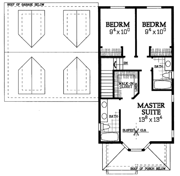 Architectural House Design - Victorian Floor Plan - Upper Floor Plan #72-1109