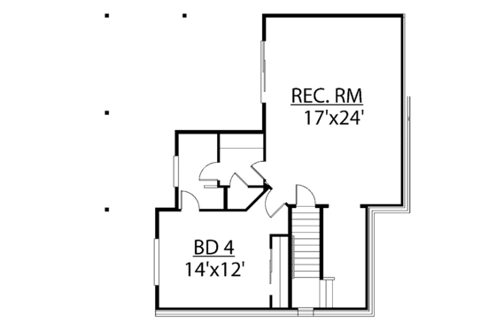 Floor Plan - Lower Floor for Contemporary House Plan #951-17 - 4 bed, 3.5 bath