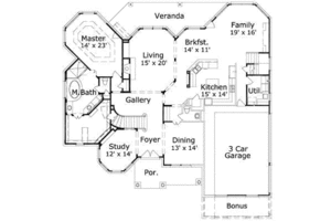 Floor Plan - Main Floor for Mediterranean House Plan #411-182 - 5 bed, 3 bath