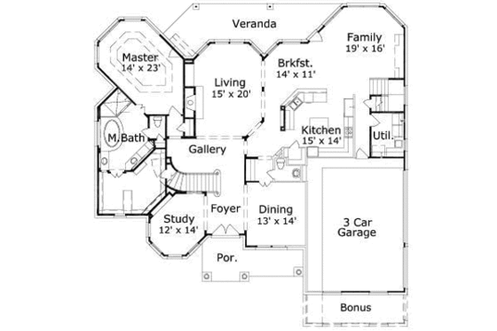 Floor Plan - Main Floor for Mediterranean House Plan #411-182 - 5 bed, 3 bath