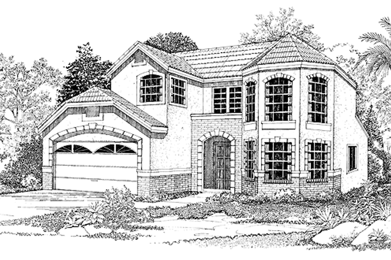 House Plan Design - Mediterranean Exterior - Front Elevation Plan #72-913