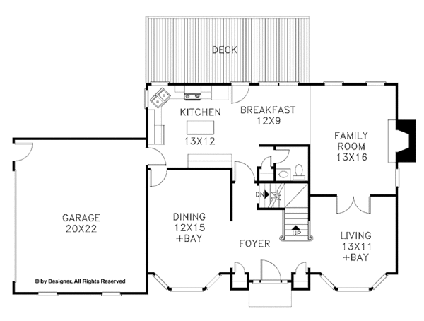Home Plan - Colonial Floor Plan - Main Floor Plan #56-647