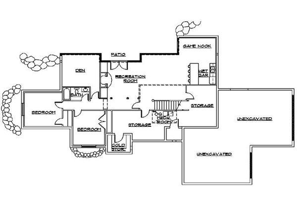 Ranch Floor Plan - Lower Floor Plan #5-387