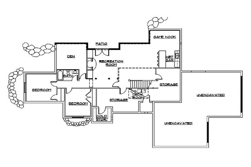 Home Plan - Floor Plan - Lower Floor for Ranch House Plan #5-387 - 4 bed, 3 bath