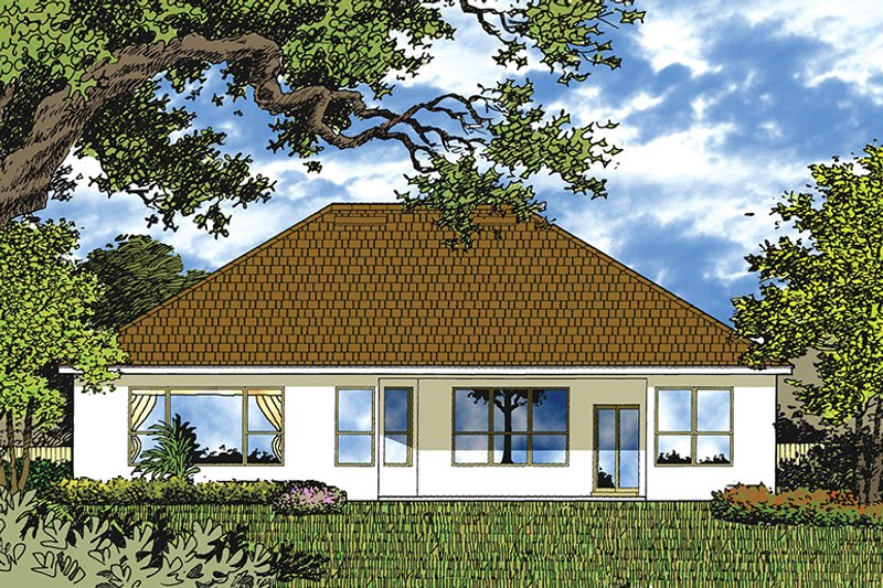 Home Plan - Exterior - Rear Elevation for Mediterranean House Plan #417-831 - 3 bed, 2 bath