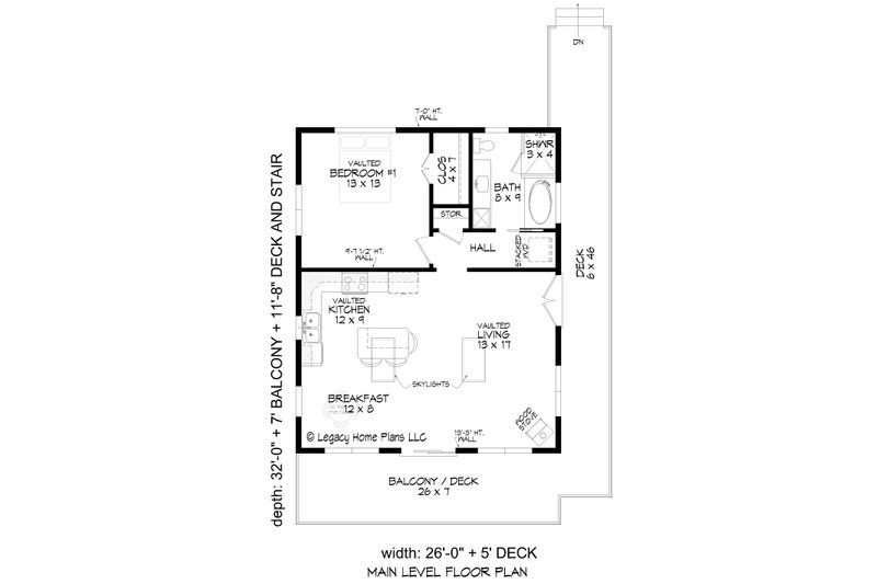 House Plan Design - Floor Plan - Main Floor for Contemporary House Plan #932-1041 - 1 bed, 1 bath