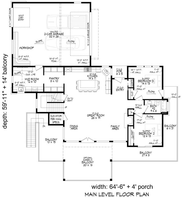 Modern Floor Plan - Main Floor Plan #932-1121