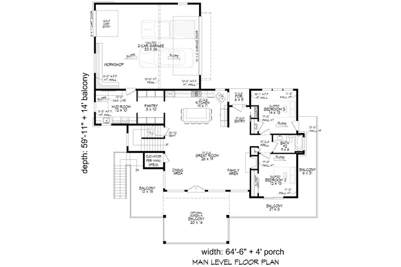 Architectural House Design - Floor Plan - Main Floor for Modern House Plan #932-1121 - 3 bed, 2 bath