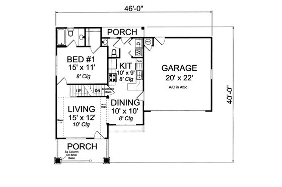 Floor Plan - Main Floor for Craftsman House Plan #513-2054 - 3 bed, 2.5 bath