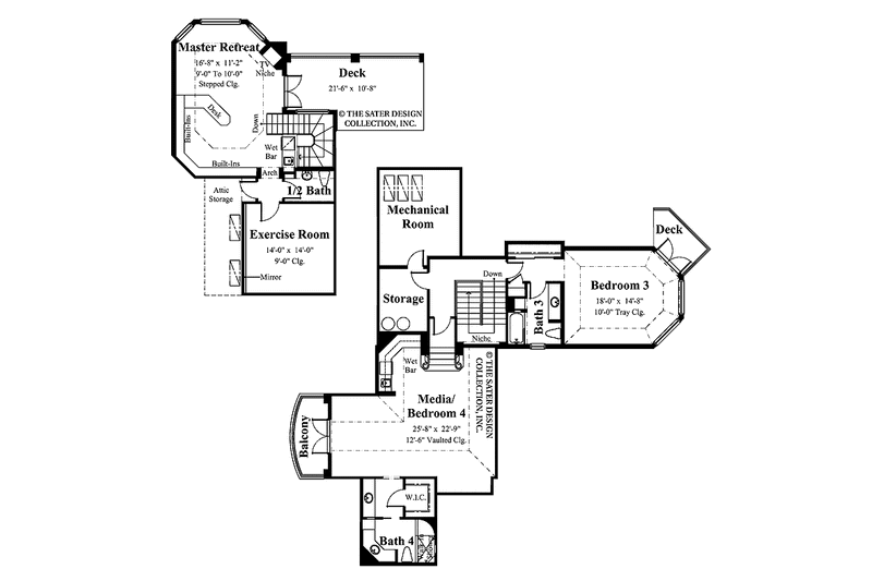 Home Plan - Floor Plan - Upper Floor for Mediterranean House Plan #930-414 - 4 bed, 5.5 bath