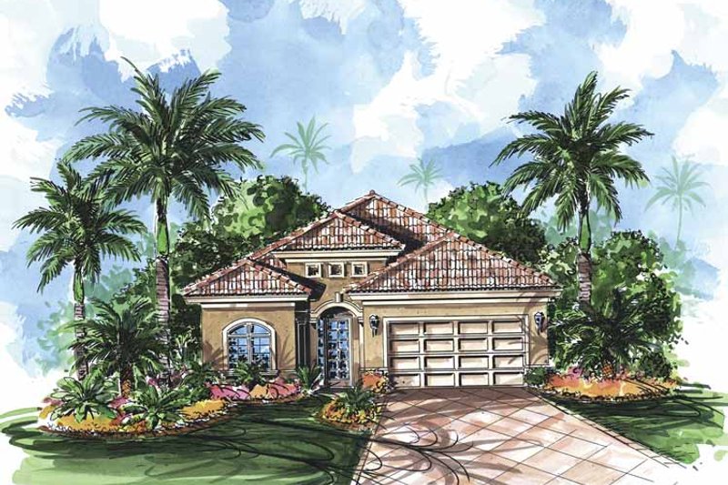 Home Plan - Exterior - Front Elevation 3 for Mediterranean House Plan #1017-84 - 4 bed, 3 bath